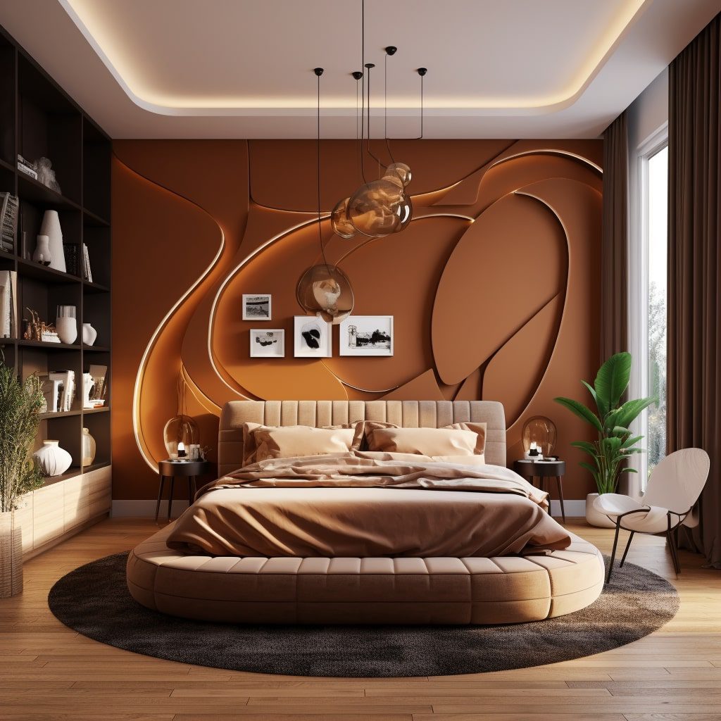 kahve rengi yatak odası dekorasyonu örnekleri