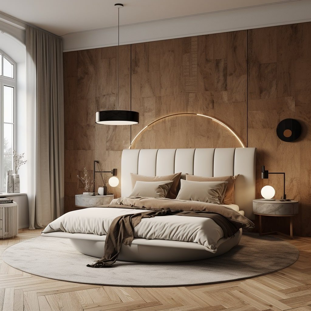 kahverengi beyaz yatak odası dekorasyonu