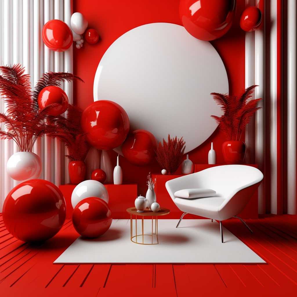 kırmızı beyaz salon dekorasyonu önerileri