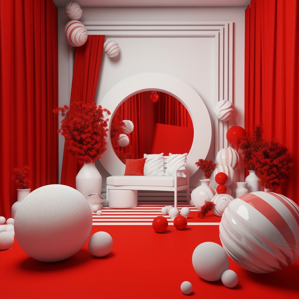 kırmızı beyaz salon dekorasyonu örnekleri