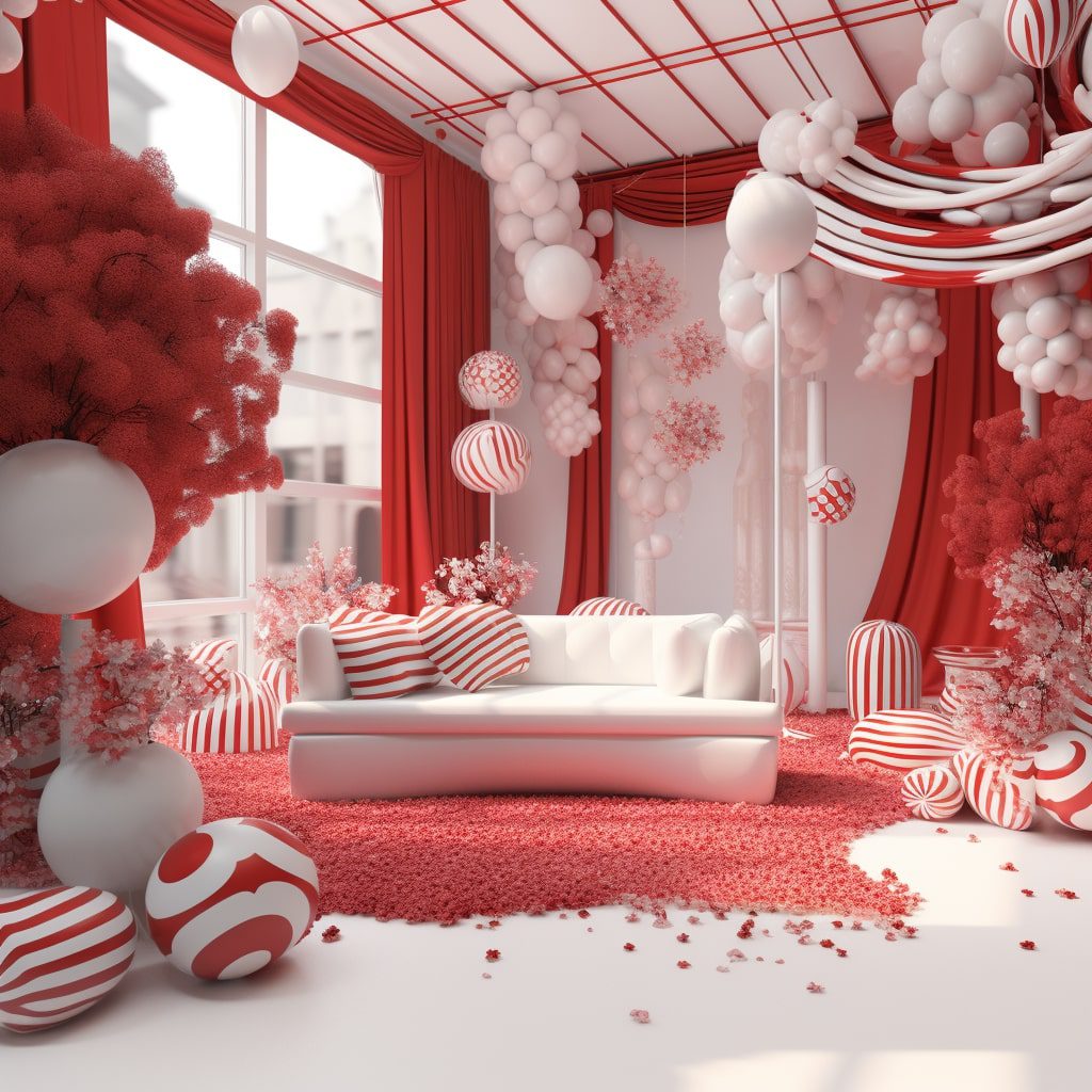 kırmızı beyaz salon dekorasyonu
