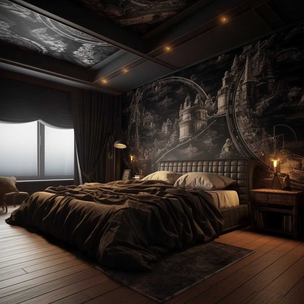 Koyu Renk Yatak Odası Dekorasyonu Örneği